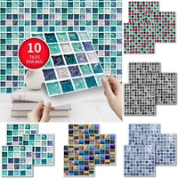 10 pieces fashion mosaic self adhesive wall sticker waterproof removable home decor kitchen tile stickers bedroom floor stickers