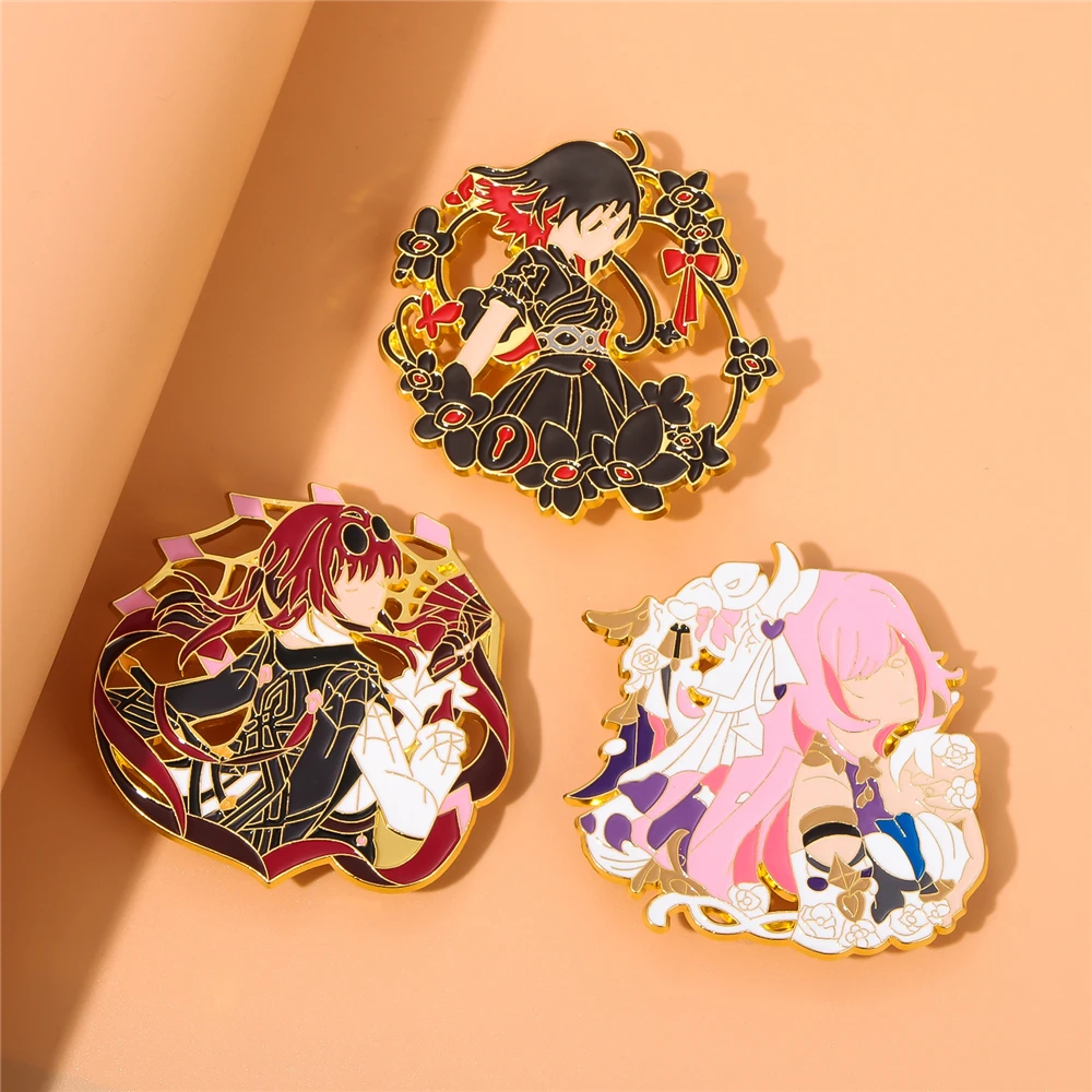Брошь из металлического сплава с изображением героев игры Honkai Star Rail Kafka Seele Elysia Jing