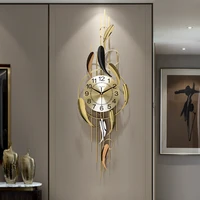 gold wall clock modern design luxury big size quartz bedroom retro wall clock digital designer horloge murale metal wall decor