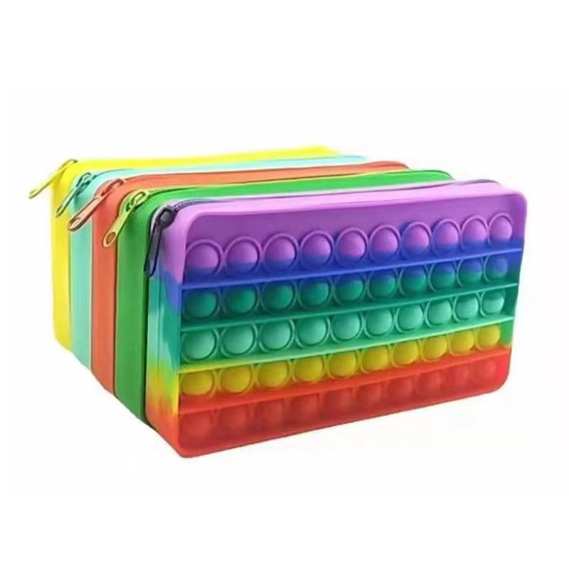 

1PC New Decompression Creative Silicone Bubble Fidget Toys Pencil Case Fidget Toy Kids Tie Dye