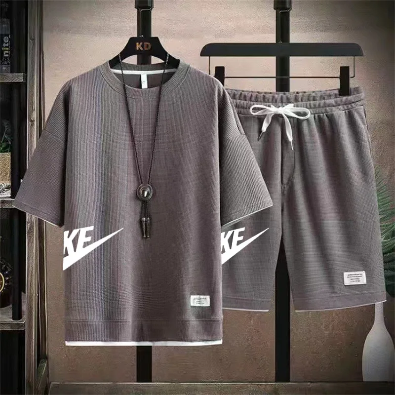 2023 Men's Two-piece Sportswear Short-sleeved Casual T-shirt and Pants Summer Sports Fitness Jogging Breathable Men's Suit