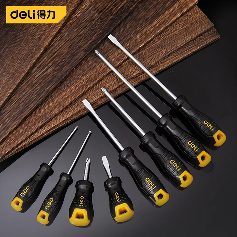 Deli Electrician's Repair Hand Tools 2/4/6/8PCS SLOTTED/Phillips Screwdriver Set Multifunction Household Magnetic Screw Driver