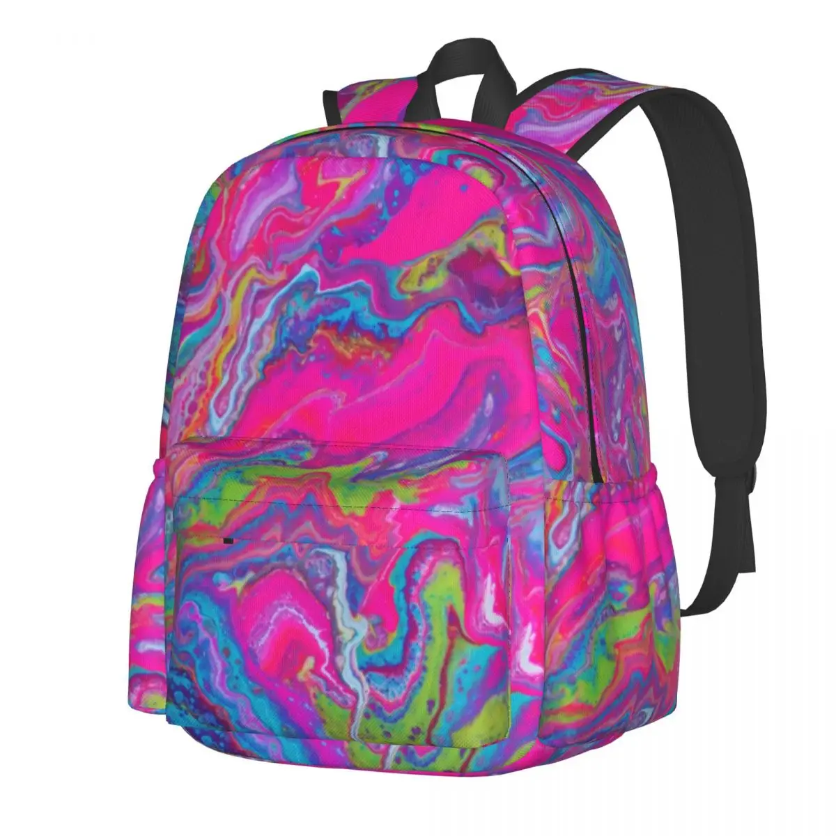 

Psychedelic Backpack Modern Pink and Blue Travel Backpacks Men Designer Lightweight High School Bags Streetwear Rucksack