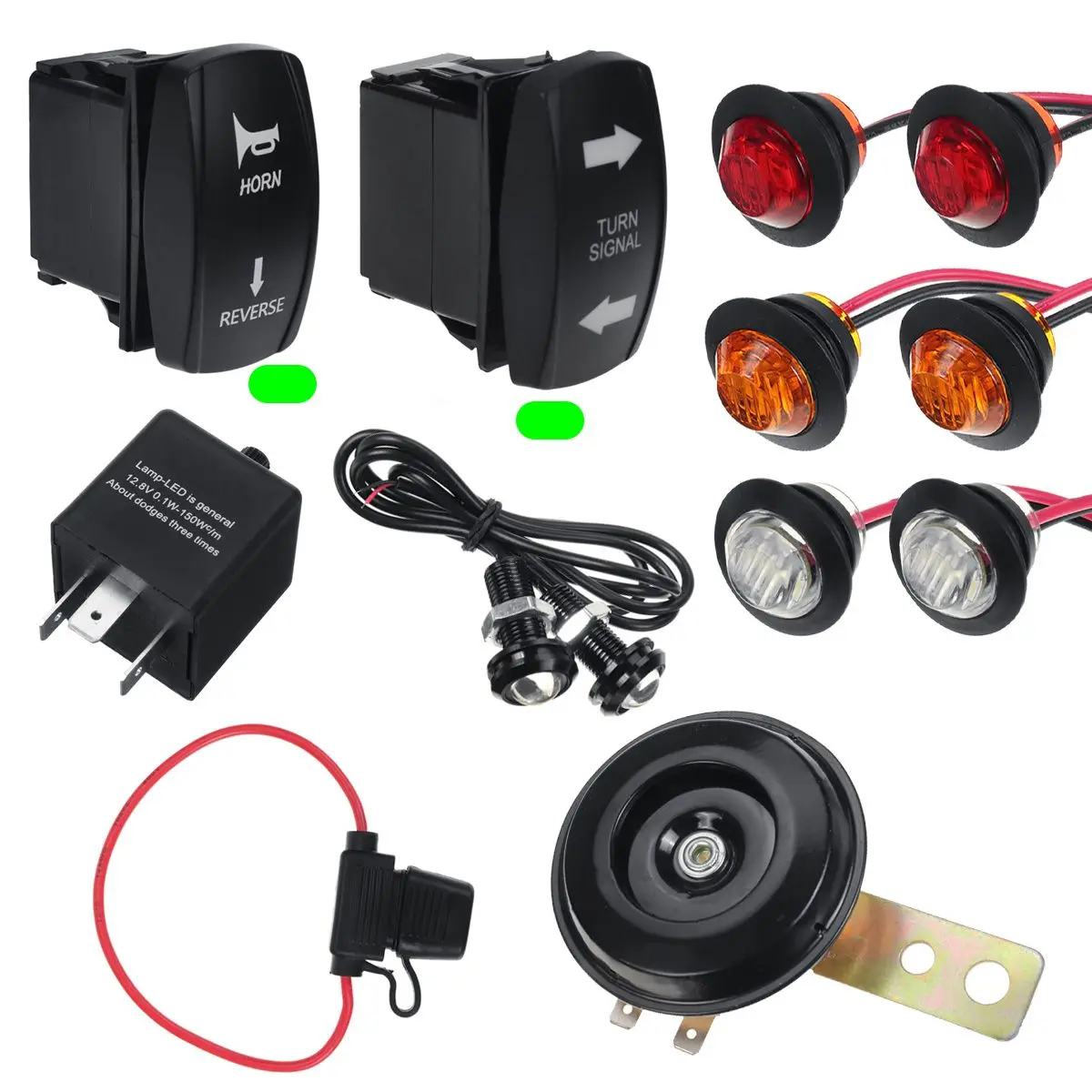 

Rocker Switch Turn Signal Street Led Kit with Horn Reverse Light 12V for Polaris Ranger General RZR SXS ATV UTV golf cart