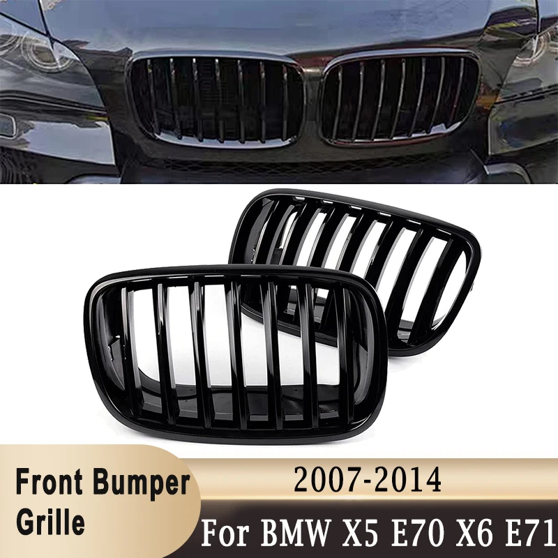 

Car Front Bumper Grille Gloss Black Left Right Kidney Racing Grill for BMW X5 E70 X6 E71 2007-2014 #51137307599 51137307600