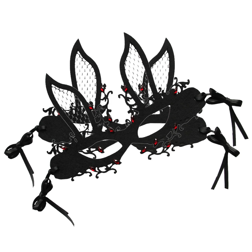 

2 Pcs The Mask Ball Party Half Face Cosplay Rabbit Womens Bunny Halloween Prop Women's