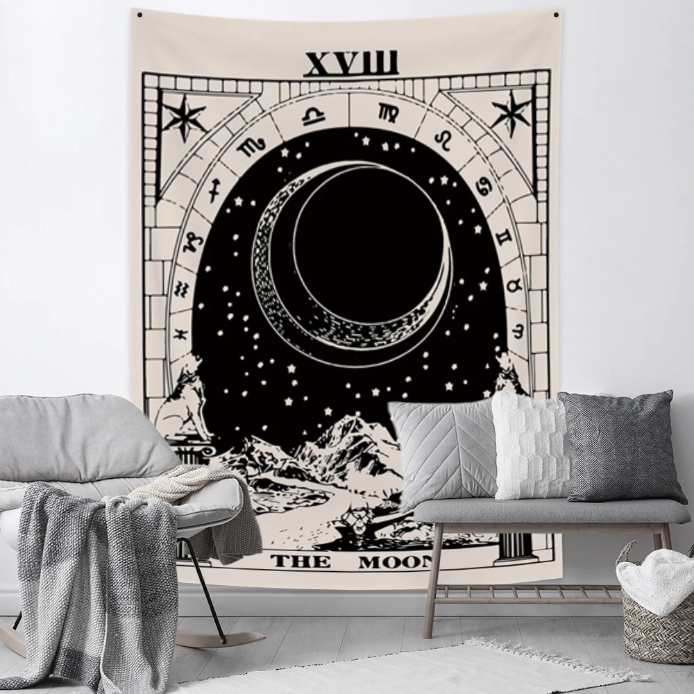 

Tarot Card Tapestry Wall Hanging Astrology Divination Bedspread Beach Mat Mysterious Witchcraft Aesthetic Room Decor