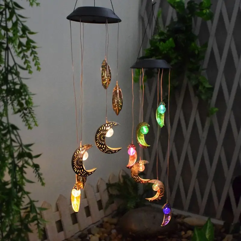 

Solar Outdoor Garden Lawn Lamp New Courtyard Villa Decorative Lamp Moon Wind Chime Waterproof Pendant Lamp Hanging Decoration