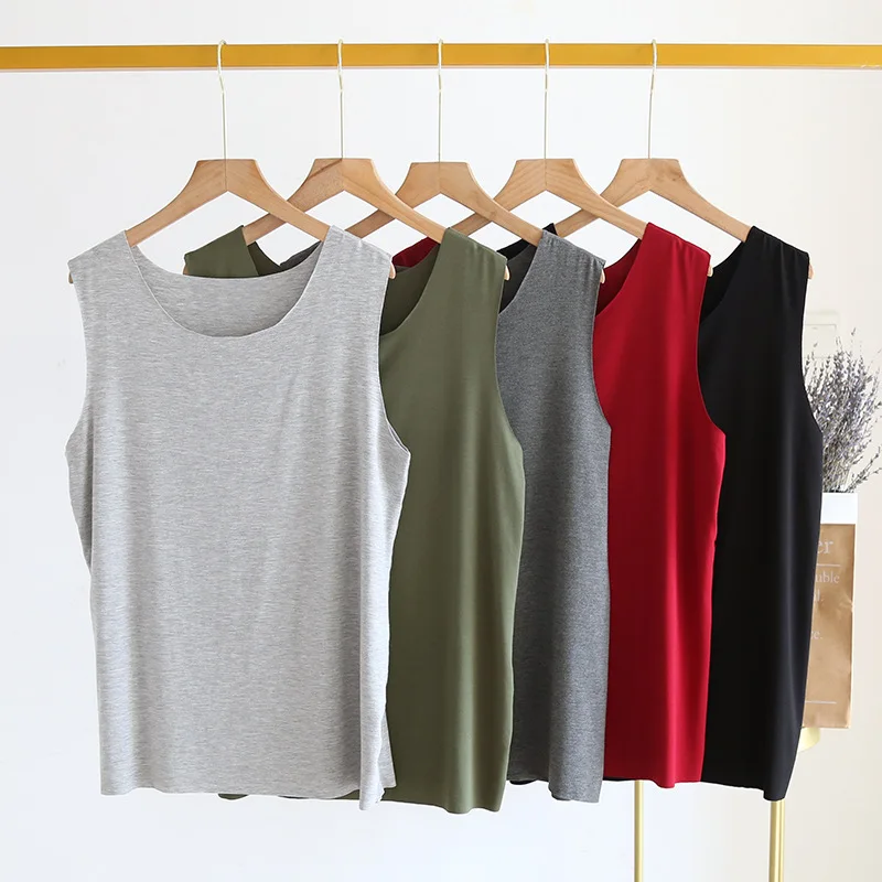 

Round Neck Solid Color Pajamas Suit Shirt Vest Casual Sleeveless Sleepwear Modal Nightwear Homewear Outwear Top Home Clothing