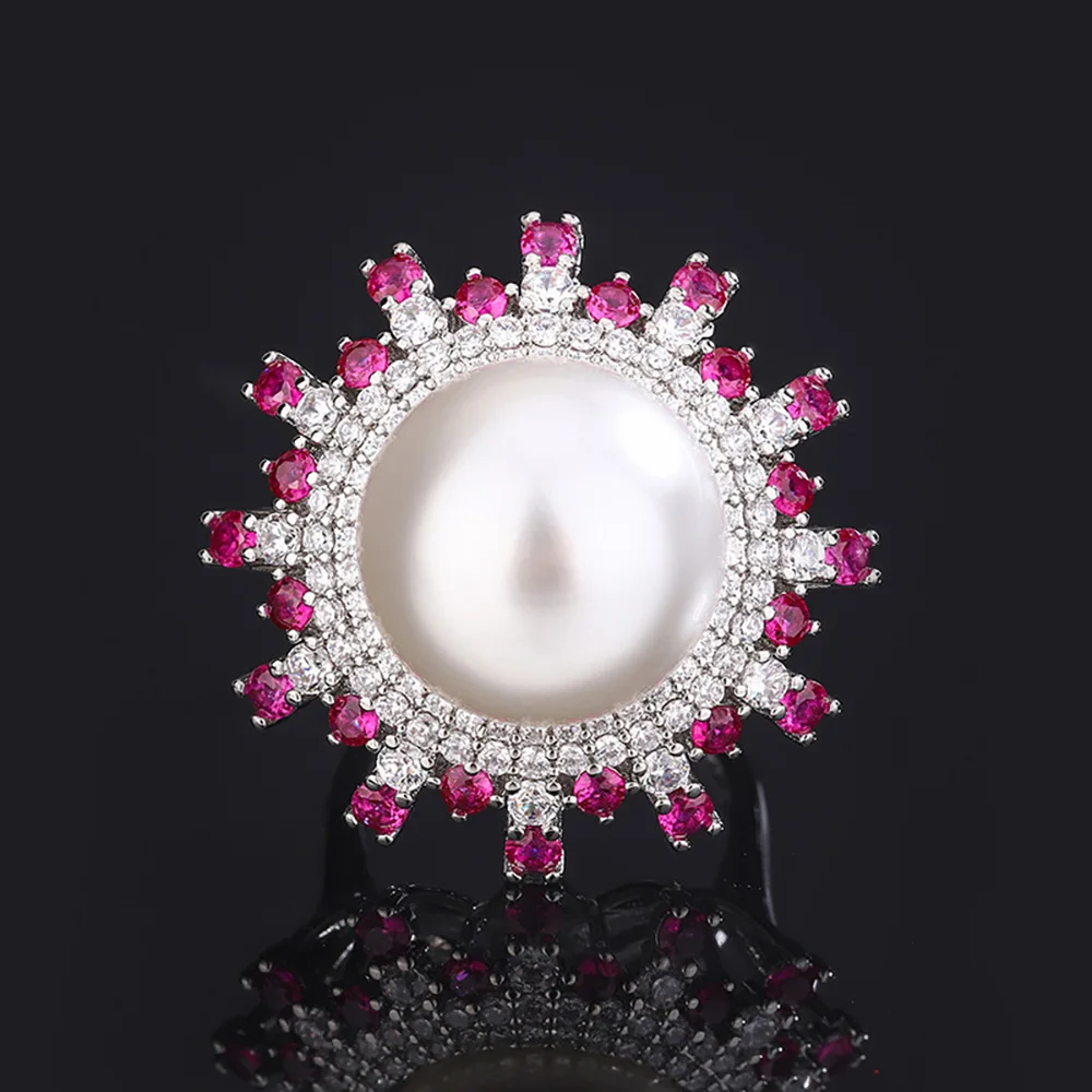 Женский ювелирный комплект из колье и серёг с рубиновым Камнем 12-16 мм