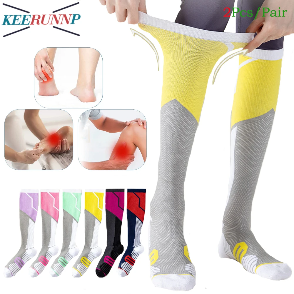 

1Pair Compression Legs Socks for Women Men Circulation - Best Calf Shin Support 15-20 mmHg for Running,Hike,Athletic,Shin Splint
