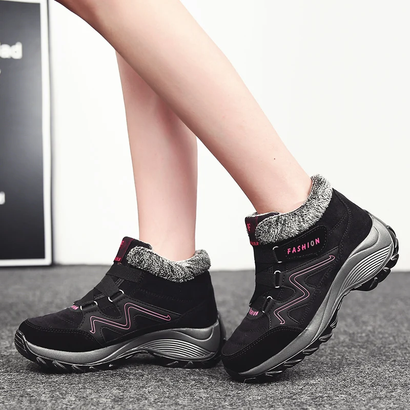 Winter Sneakers Women Walking Shoes Warmth Boots Casual Outdoor Sports Shoes Plus Velvet Thick Bottom Increasing Height