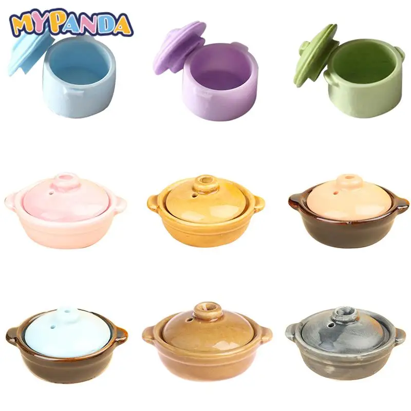 

1:12 Dollhouse Miniature Kitchen Cooking Ware Ceramic Mini Pot Boiler Casserole Earthenware Cooking Pot Doll House Accessories