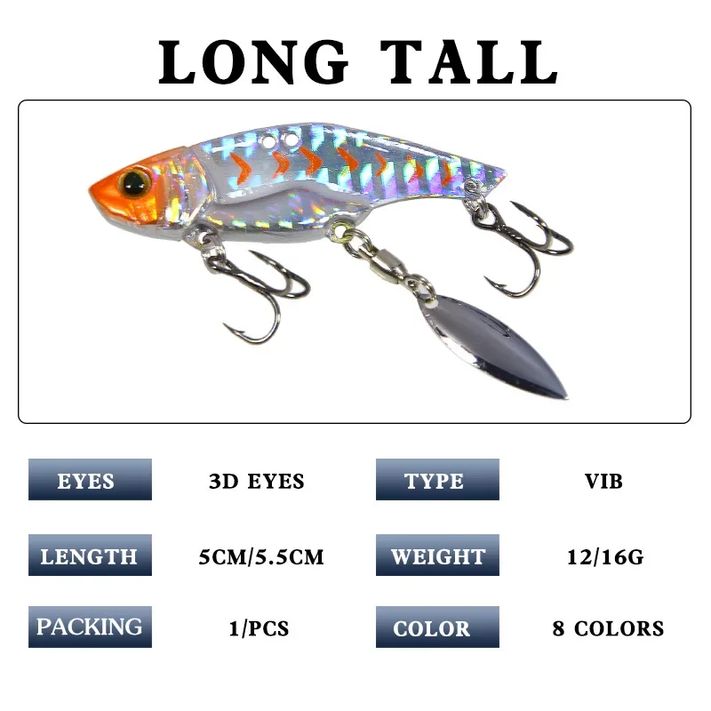 Фото ALASICKA 5cm12g5.5cm16g Металлическая рыболовная приманка Vib Long Shot Metal Jig Articulos De Pesca Isca Искусственная приманка для окуня Глубоководная рыбалка №3