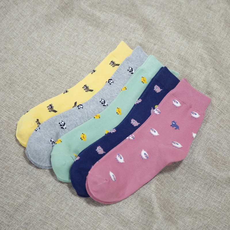 

Fashion Small Cute Animal Cartoon Socks Spring Women Socks Soft Cotton Socks With Prints Chick raccoon little sheep panda piggy