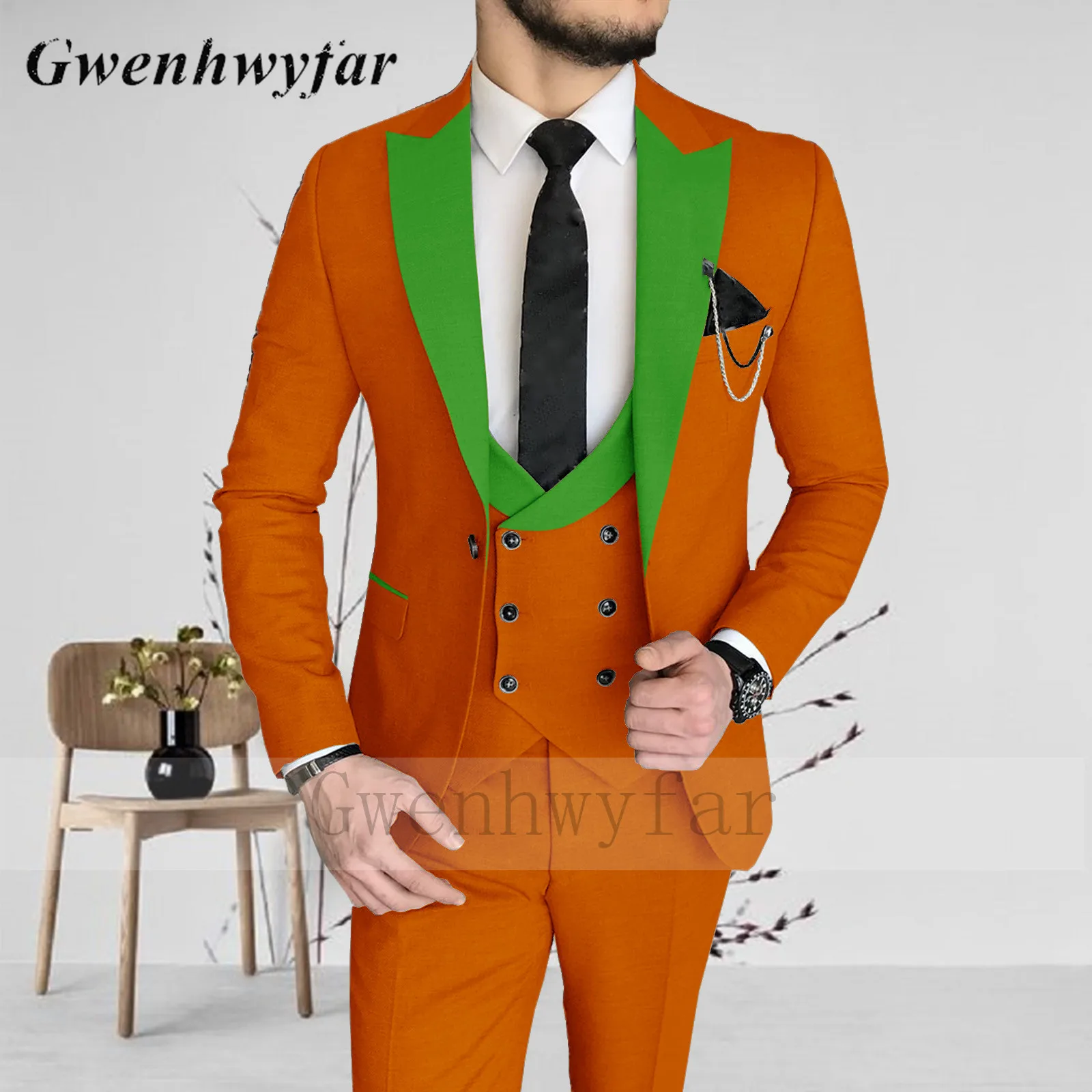 Gwenhwyfar ярко-зеленые мужские модные костюмы с лацканами 2022 крутая одежда для