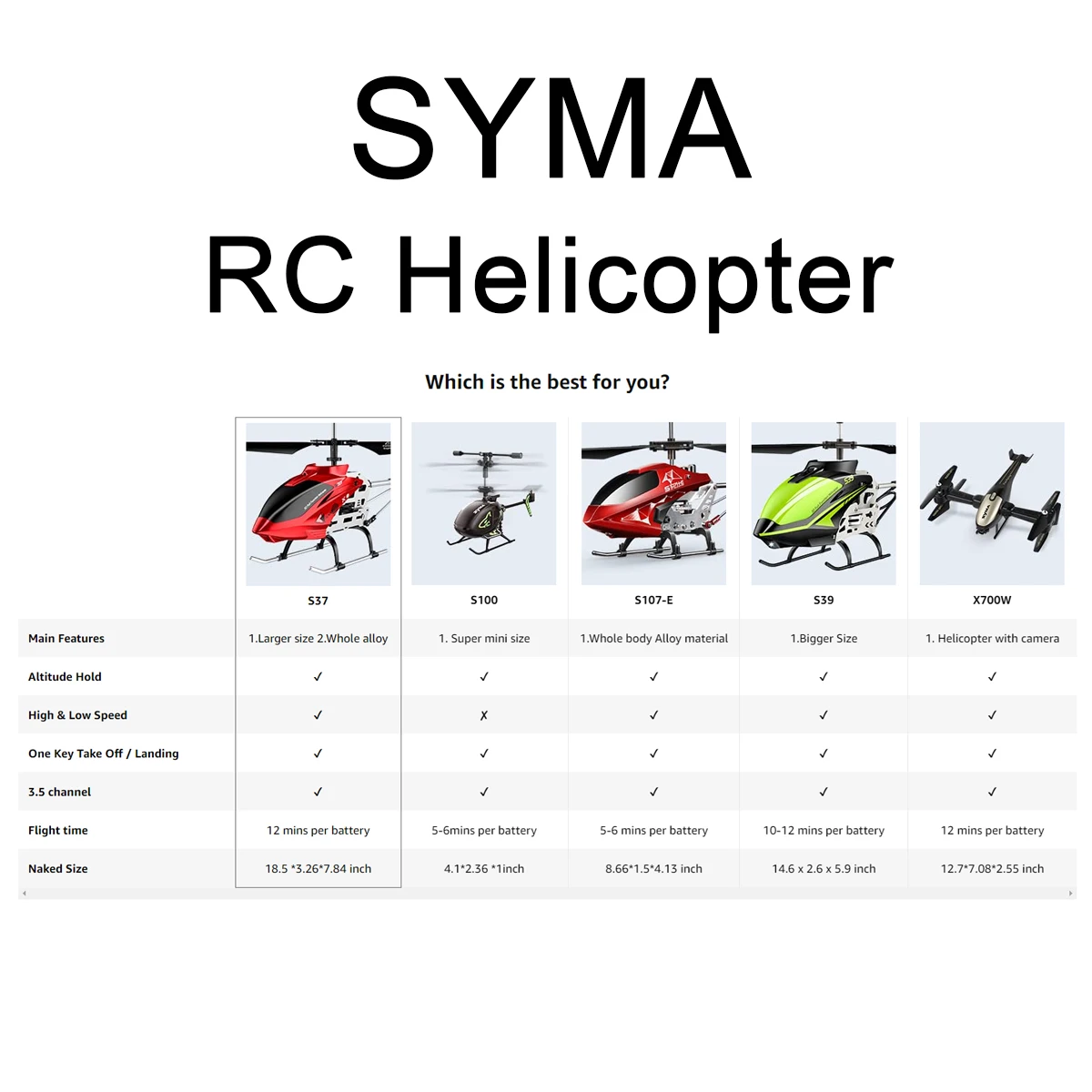 SYMA Metal shell RC Helicopter, S107H Aircraft with Altitude Hold, One Key take Off/Landing 3.5 Channel Gyro Stabilizer for Kids enlarge