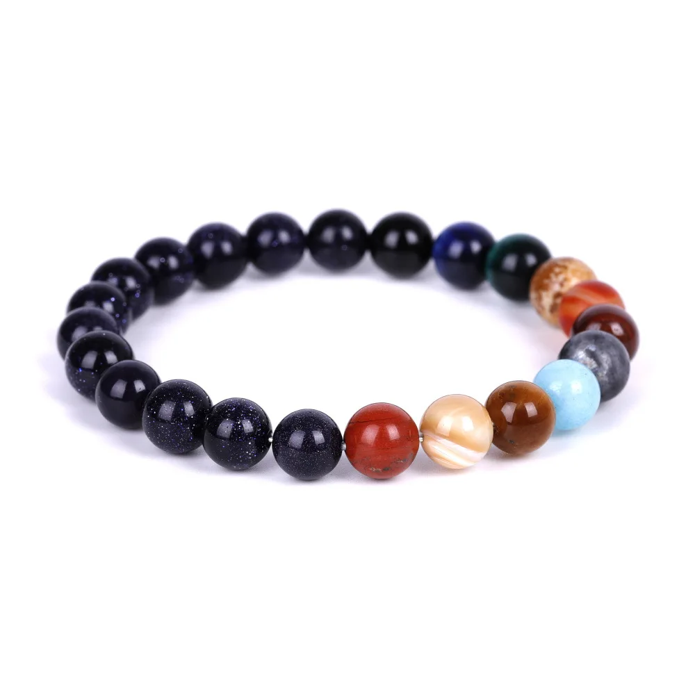 

Solar System Bracelet Men Universe Nine Planets Natural Stone Stars Earth Moon Bracelets For Women Fashion Couple Jewelry