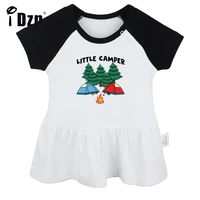 new daddys new camping buddy little camper baby girls cute short sleeve dress infant funny pleated dress soft cotton dresses