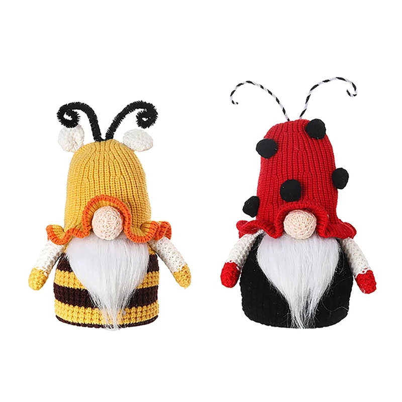 

2 Pcs Bee Gnome Plush Doll Decoration - Honey Bee Day Handmade Spring Scandinavian Tomte Nisse Swedish Elf