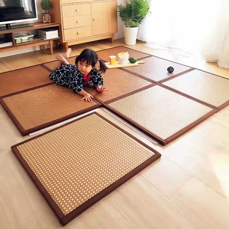 

New Summer Baby Child Mat Baby Double-Sided Rattan Mat Ice Silk Mat 180cmx240cm Kindergarten Nap Mat Natural Plant Fiber