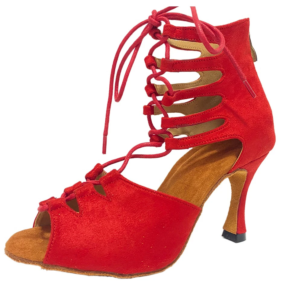 Women's Red Latin Dance Shoes New Dance Shoes Unique Design Salsa Shoes Latin Sandals Indoor Party Dance Booties