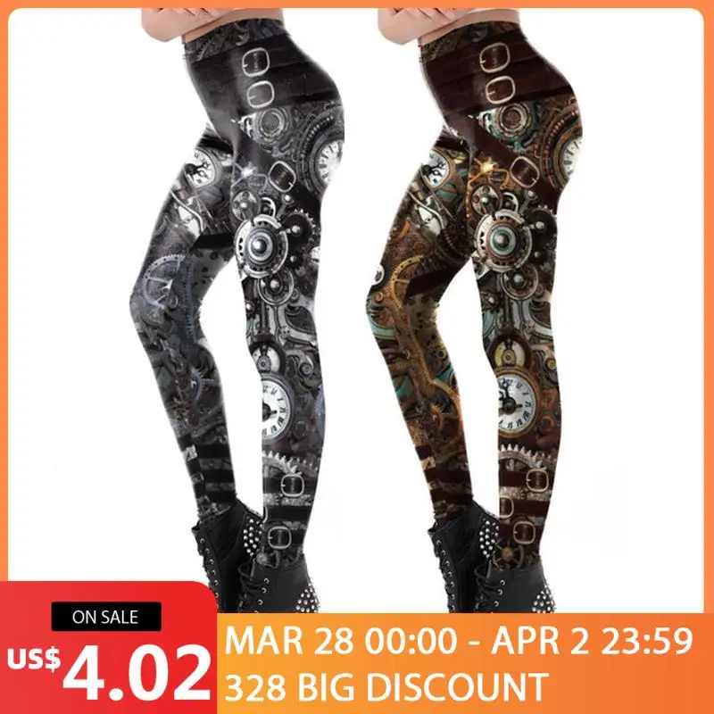 [You're My Secret] Vintage Mechanical Gear Women Leggings Workout Pants 3D Printed Steampunk Slim Leggins Fitness Sexy Legins