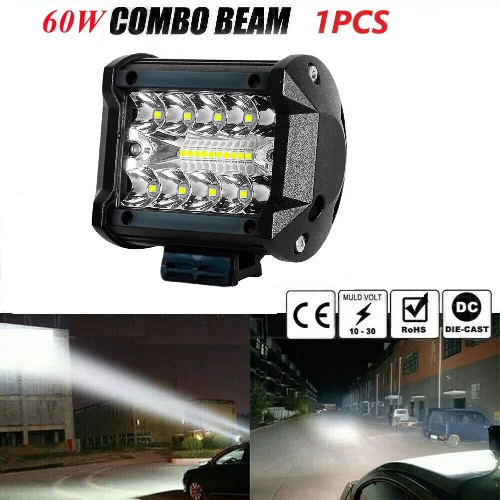

1pc 60W LED Work Light Bar Spot Beam Light Combo Pods Offroad Fog Lamp SUV ATV UTV Car Light Replacement Car Accessories