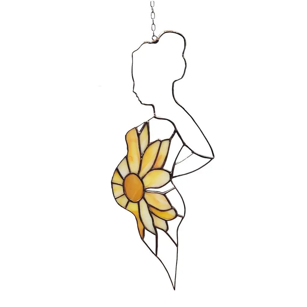 

Silhouette Decoration Hanging Sunflower Yard Art Ornament Acrylic Pregnant Woman Garden Pendant