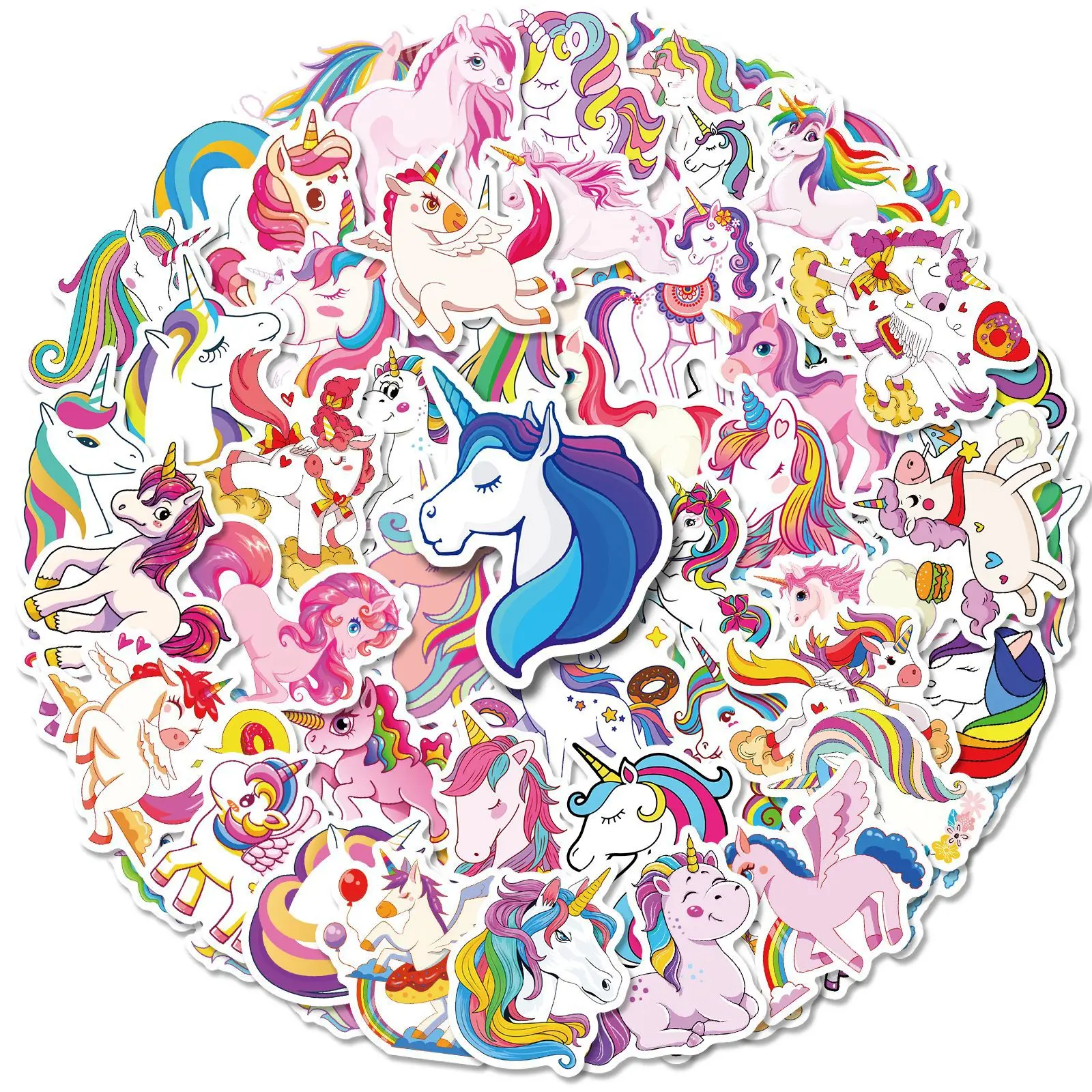 10/30/50Pcs Kawaii Cartoon Unicorn Stickers DIY Laptop Luggage Scrapbook Bike Phone Guitar Diary Graffiti Sticker Decal Kid Toy