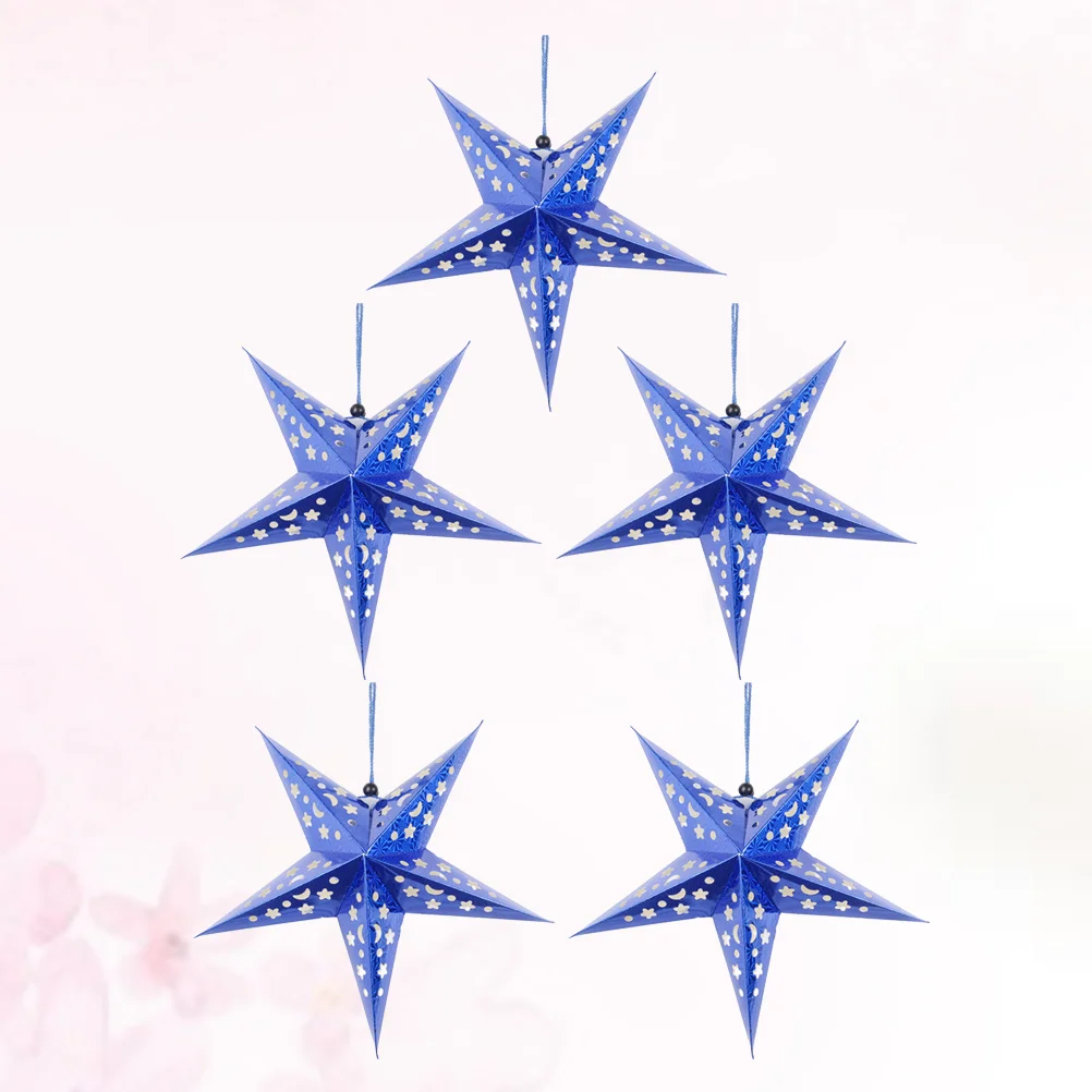 

5 PCS Lantern Decor Christmas Lantern Lampshade Star Hanging Lantern Paper Christmas Star Lantern Hanging Lamp Shades