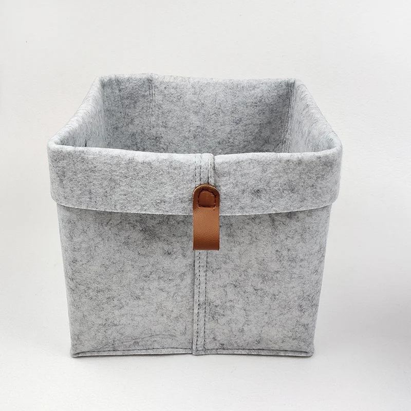 

1pc Nordic Felt Storage Basket Living Room Tea Table Black Gray Sundries Storage Basket Cloth Felt Storage Box Bedroom Socks