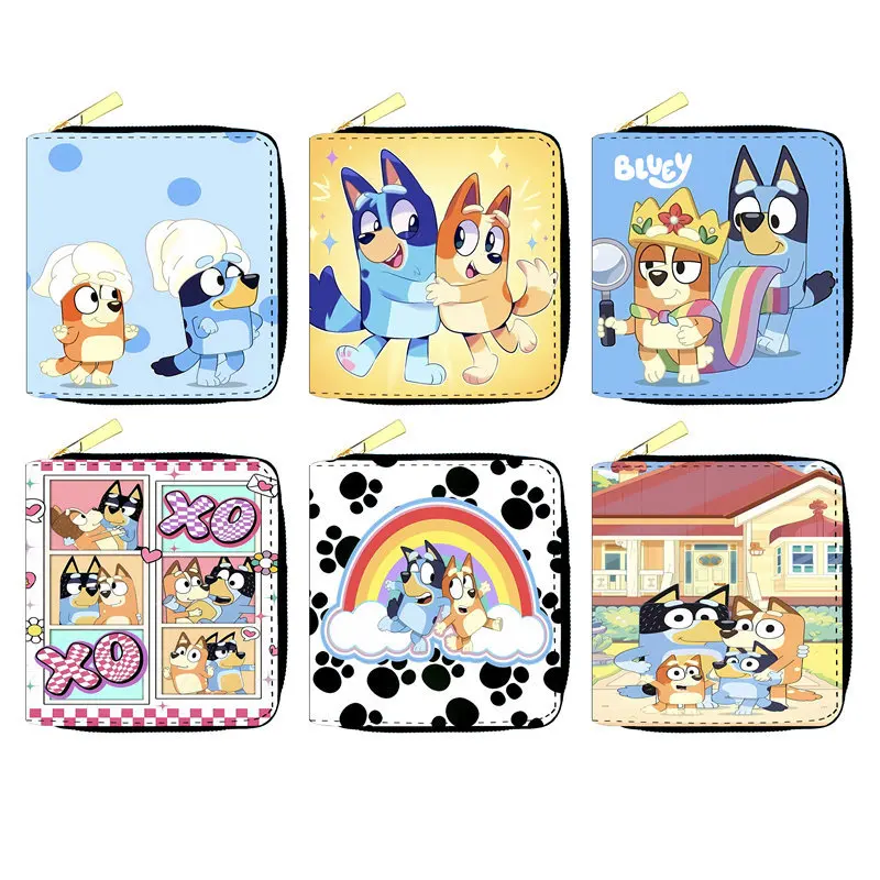 Семейный кошелек с рисунком собаки синий бинго детский кожаный для монет