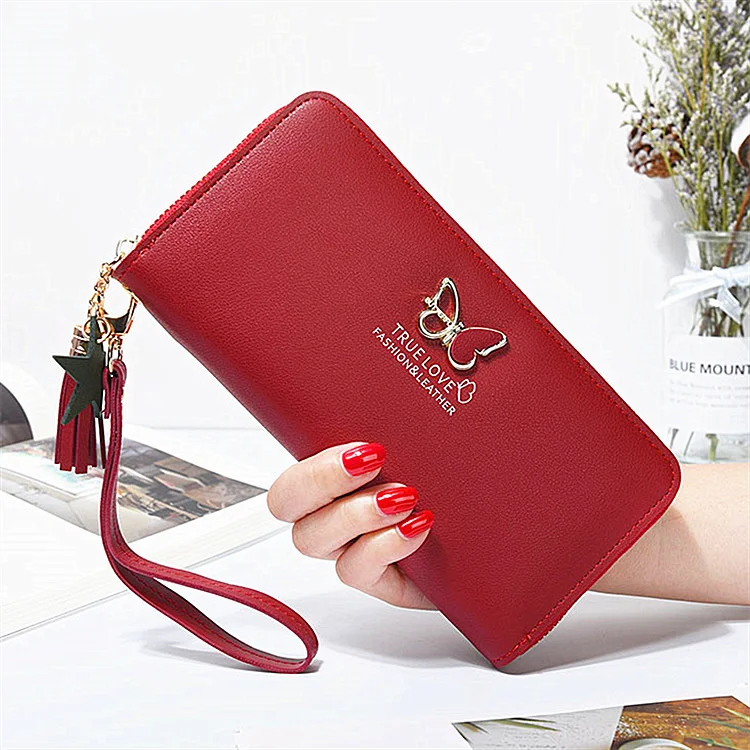 

Long Women's Wallet Female Purses Tassel Coin Purse Card Holder Wallets Pu Leather Clutch Money Bag Purses Card Holder Carteira