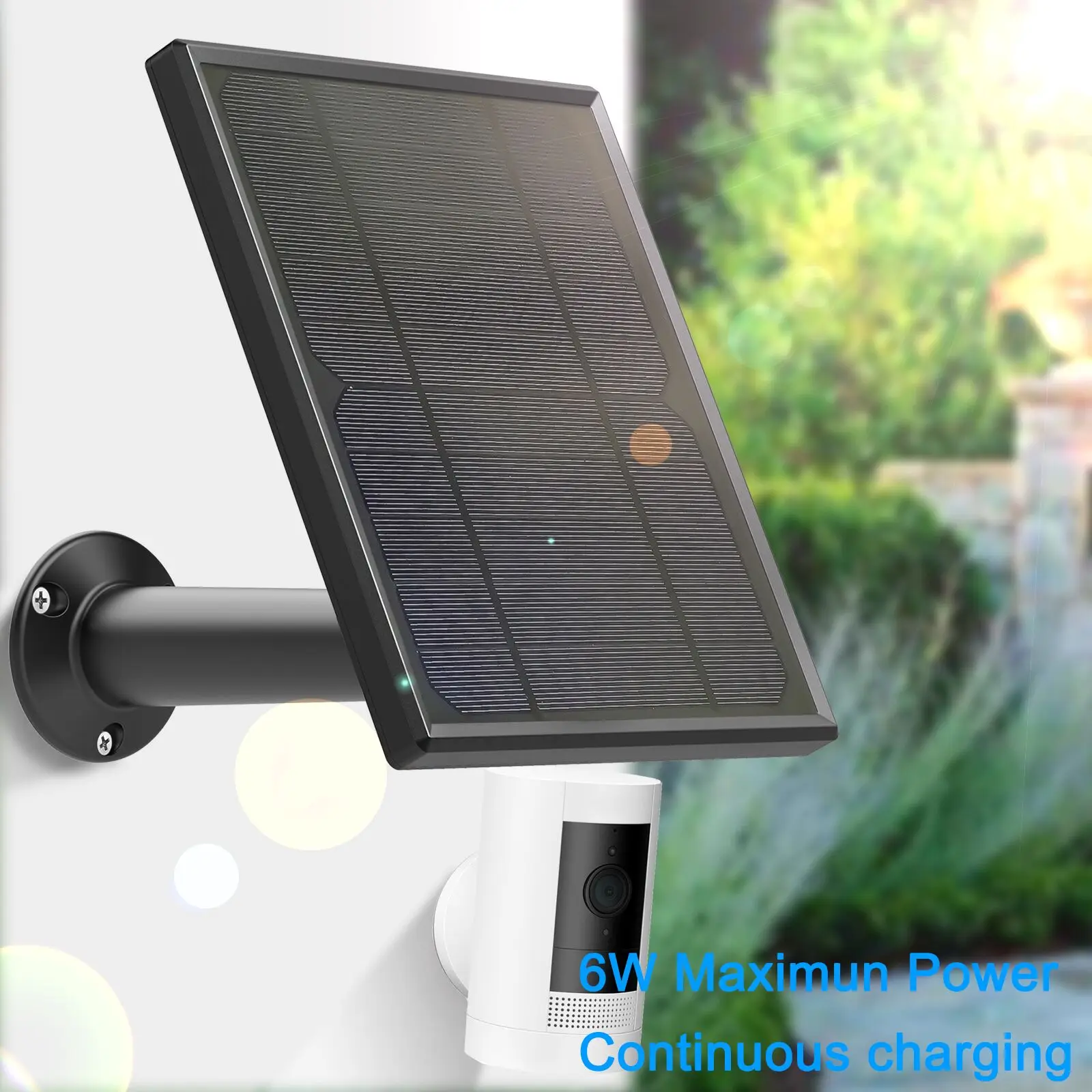 6W Solar panel for Ring Stick Up Cam Battery / Spotlight Cam Battery HD Camera  Wall Mount 13ft 4m Power Cable