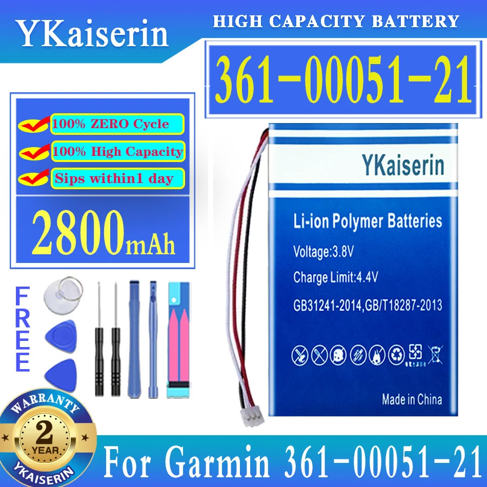 Сменный аккумулятор ykaisсеребрин 2800 мАч 503759 для Garmin 361-00051-21
