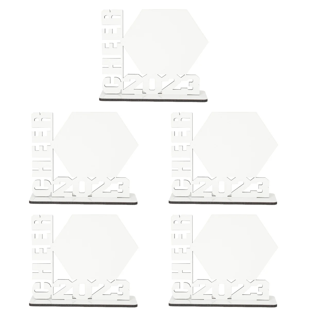 

5pcs Sublimation Photo Frame Blank Cheer 2023 Wooden Picture Frame Desktop Ornament