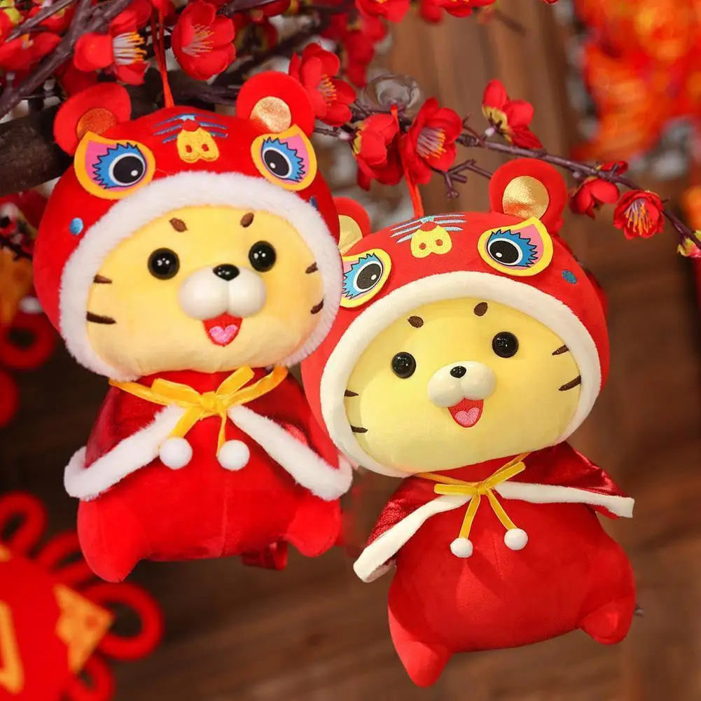 

Китайский новый год, тигр, плюшевая игрушка, подарок на день Святого Валентина, талисман, украшение в стиле юаня 2022, праздничное украшение дл...