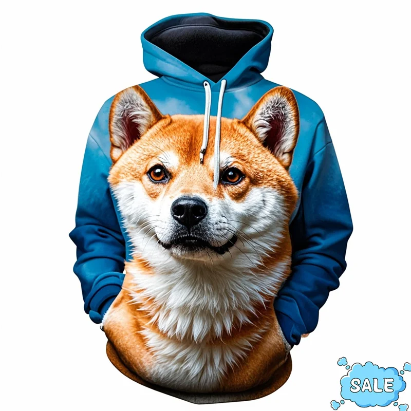 Толстовка мужская с капюшоном свитшот 3D-принтом принтом Doge Cheems Сиба-ину пуловер