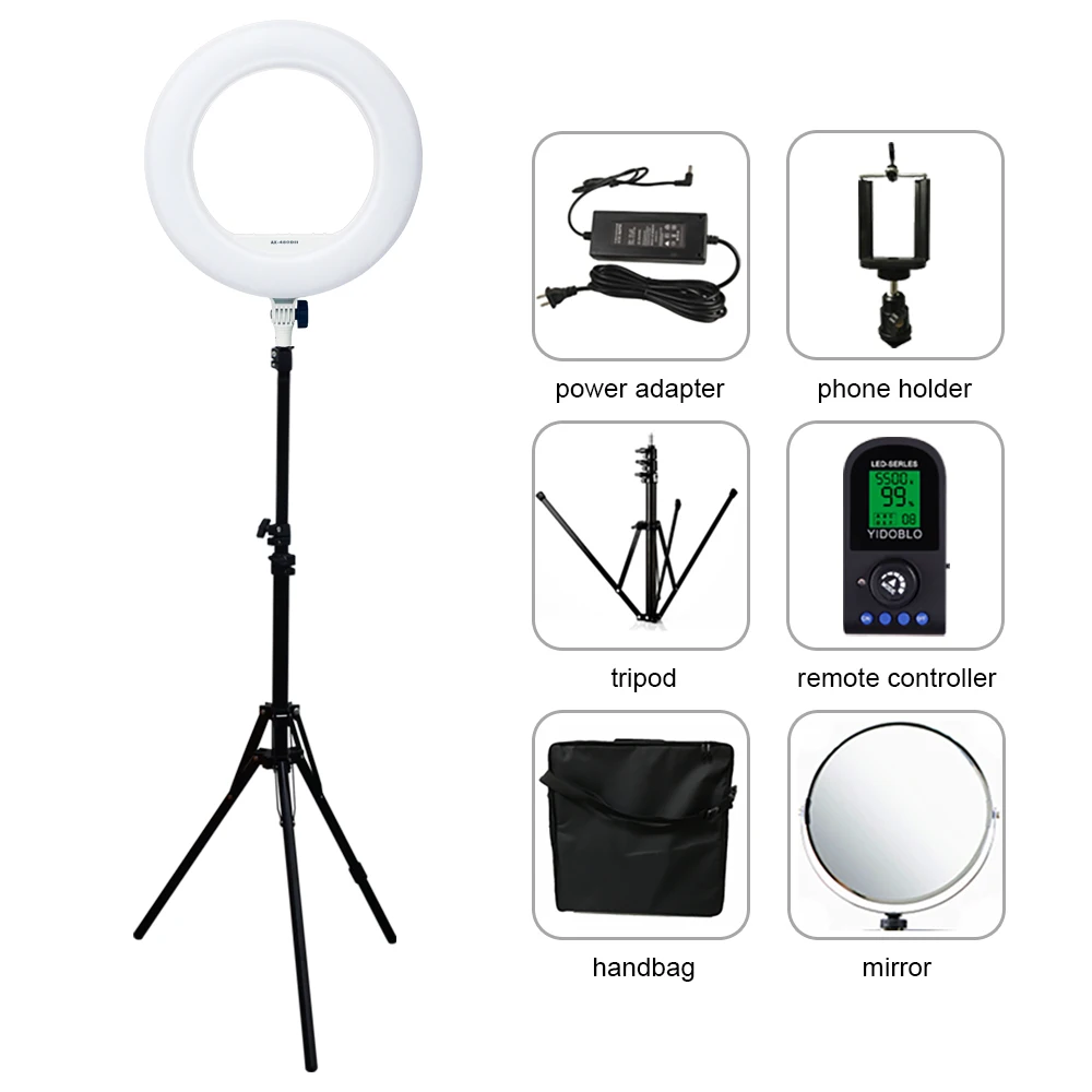 

Yidoblo QS-480EII Makeup Tattoo Skin Care Photography Ring Lamp 18" 480PCS LED Ring Light Bio-Color Adjustable Ring Lamp Kit