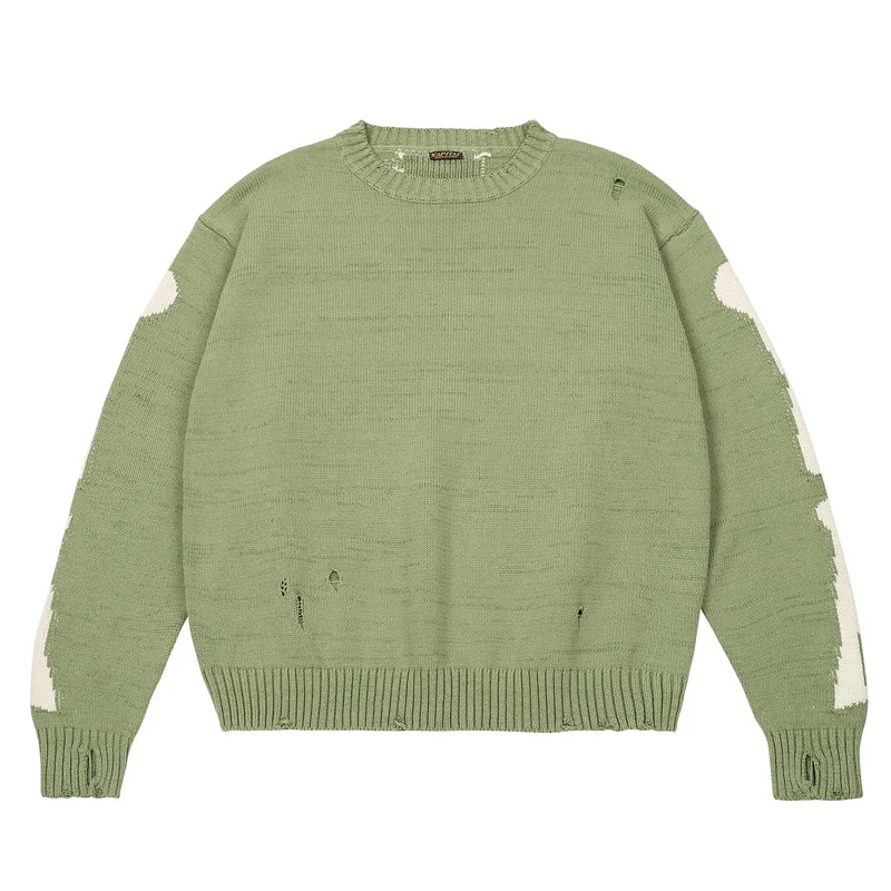 

2021FW Kapital Skeleton Ripped Pullovers Oversized Hip-hop High Street Pullover Men Women Couple 100% Cotton Sweater