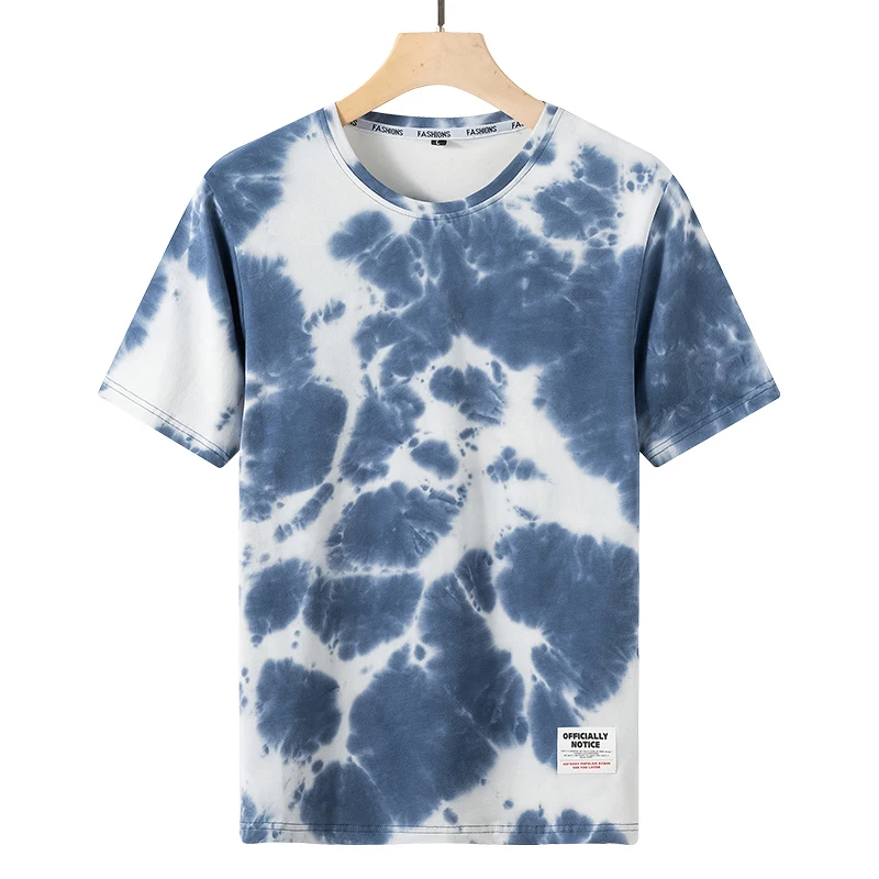 

Men's Tie Dye Short Sleeve T-Shirt 2022 summer new Fashionable cotton men's round neck T-shirt Plus Size 6XL 7XL 8XL