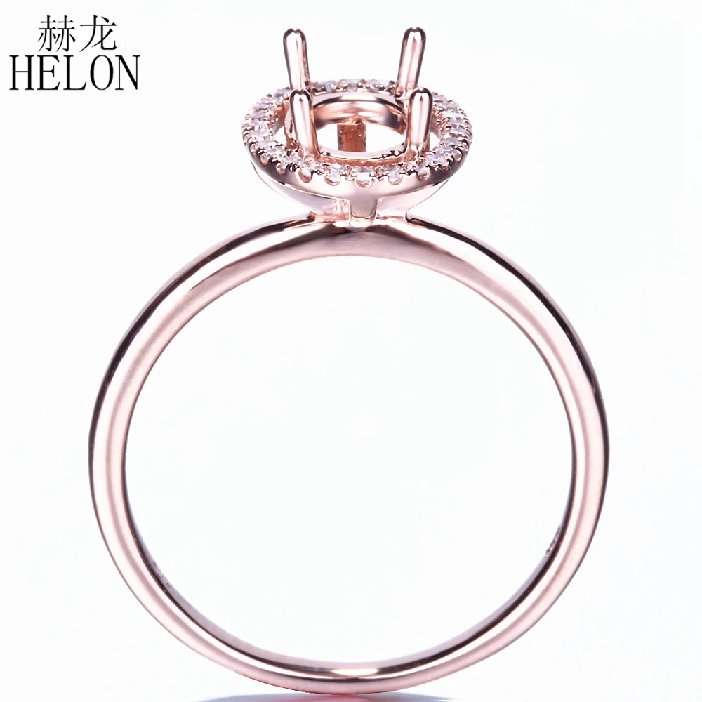 HELON женские бриллиантовые кольца Твердое 14K 10k розовое золото натуральные