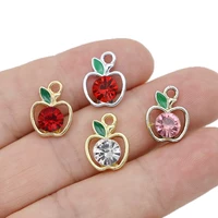 10pcs crystal red apple charm pendant jewelry making bracelet necklace earrings diy accessories craft