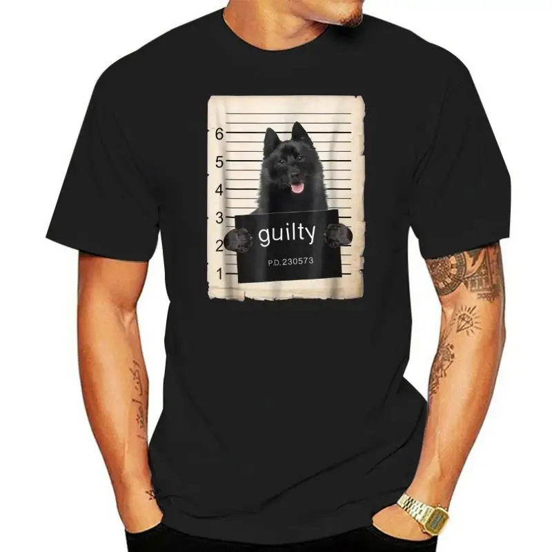 

New Tops 2022 Print Letters Men T-Shirt Schipperke Dog Mug Shot Bad Dog Shirt Fashion Classic Style Tee Shirt