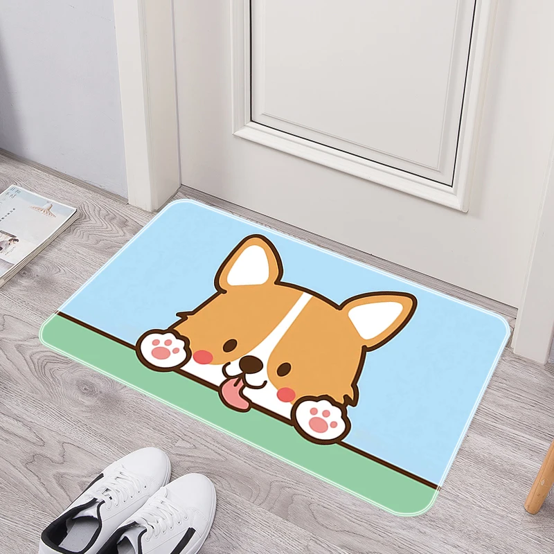 

Entrance Doormat Corgi Butt Kawaii Home Carpets Children Room Mat Bathroom Floor Mats Kitchen Rug Washable Non-slip Balcony Rugs