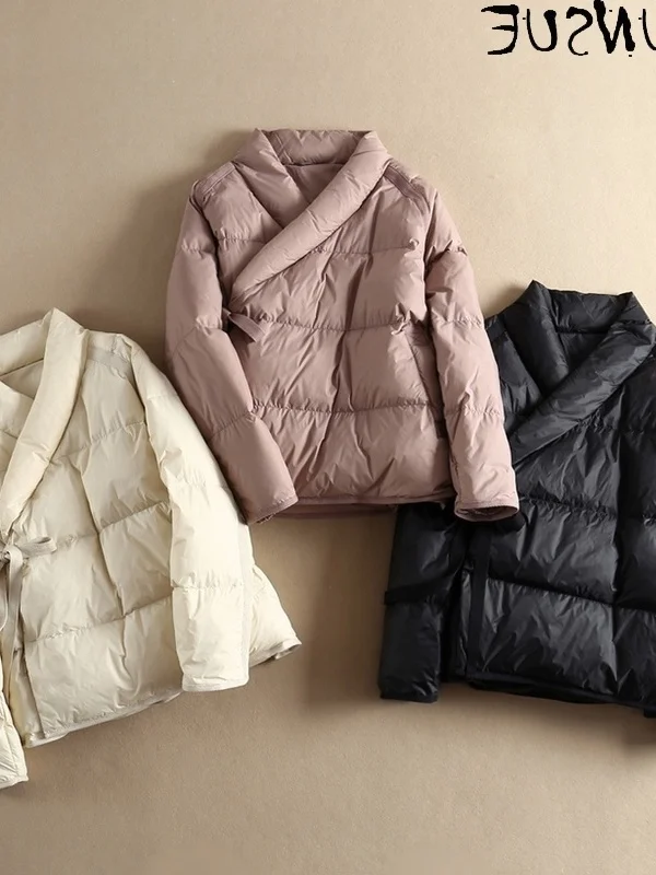 

Duck Down Jacket Women White 2023 Korean Autumn Winter Coat Women Parka Oversize Puffer Jackets Doudoune Femme KJ6311