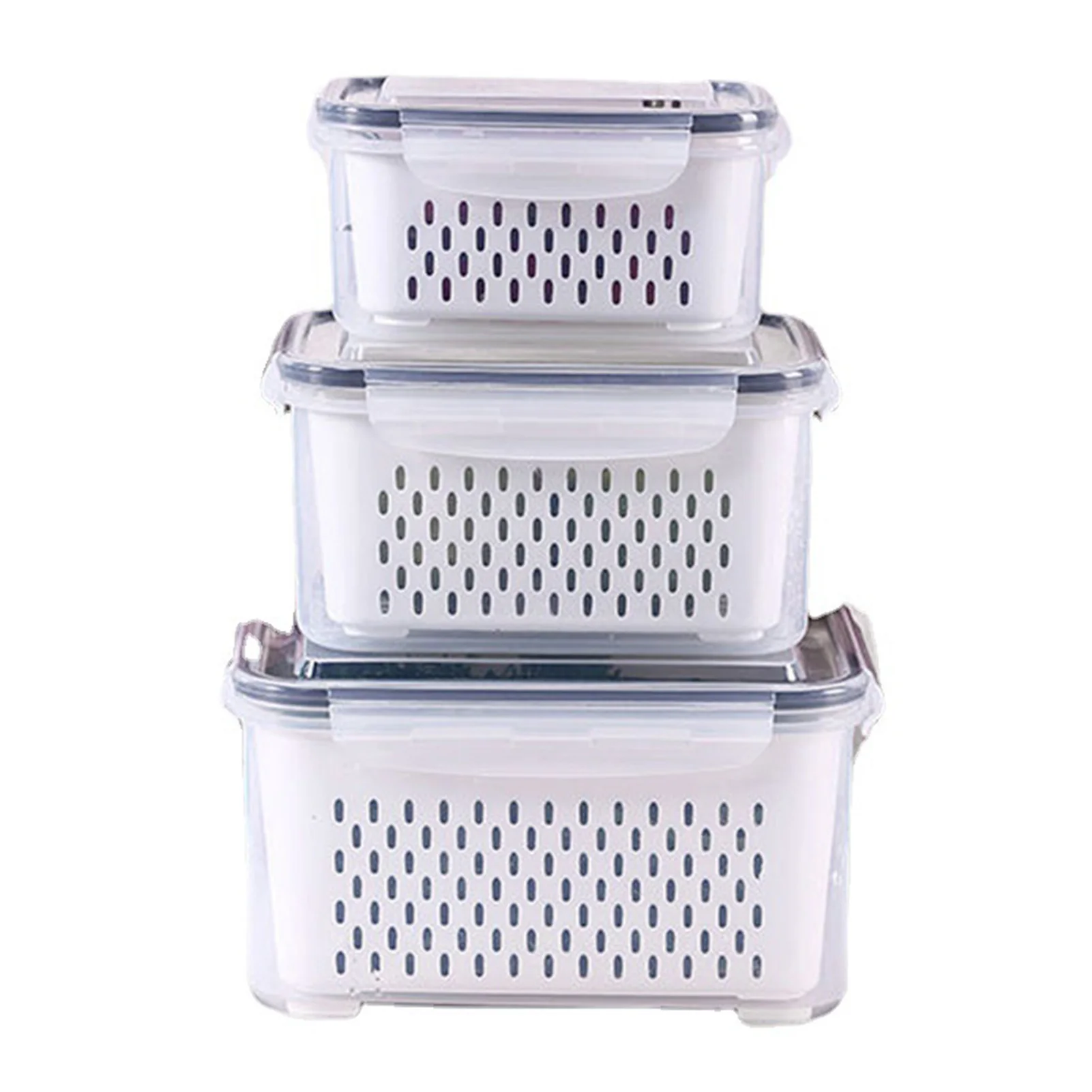 

Vegetable Storage Box Multifunctional Draining Crisper With Strainers Stackable Food Container Convenient To Use Food Fresh Box