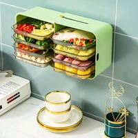 vegetable tray wall mounted plastic side dish kitchen punch free multi layer retractable vegetable preparation tray storage rack