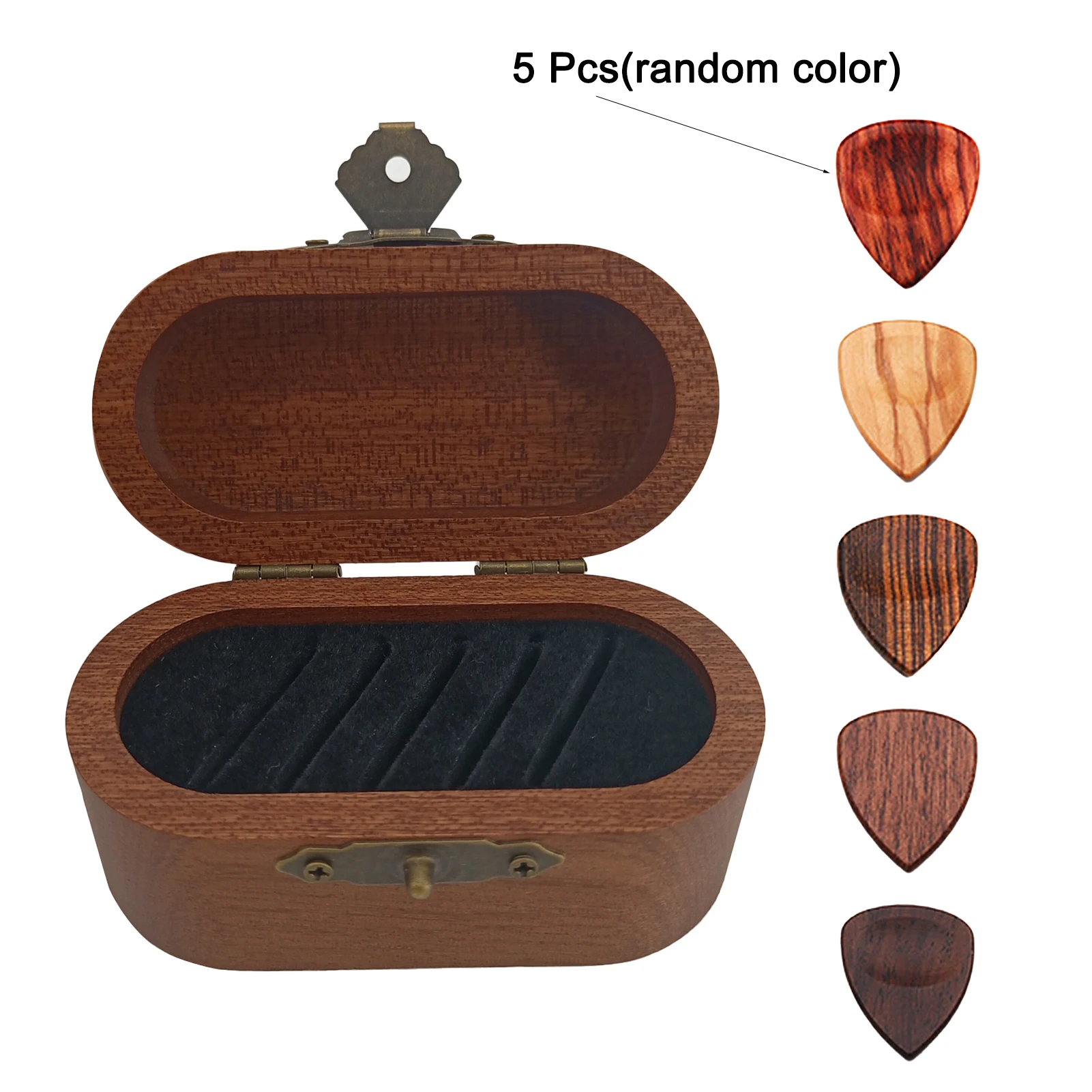 

5pcs Bass Ukulele Storage Box Guitar Pick Mini Wood Birthday Professional Pluck Foam Home Display Classical Musical Instrument
